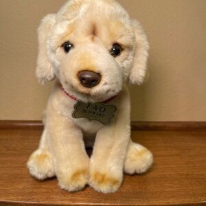 FAO Schwarz Puppy Dog Plush Golden Retriever Yellow Lab 10" Stuffed Animal